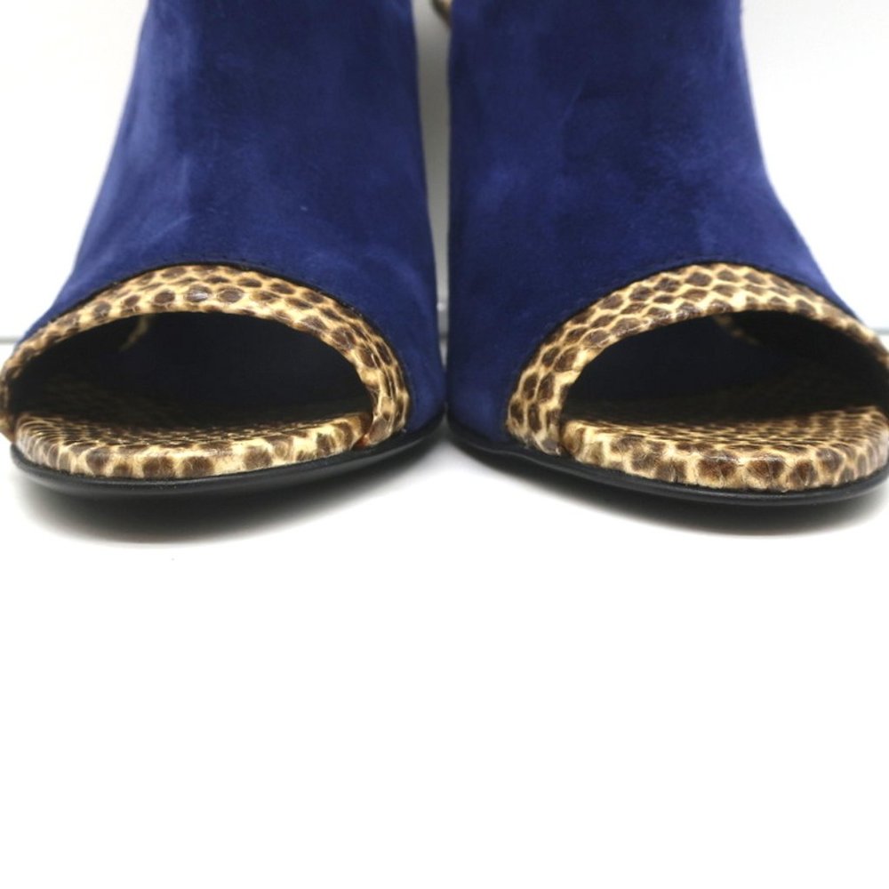 BOTTEGA VENETA SLINGBACK SANDALS NAVY SUEDE AND NATURAL SNAKESKIN SIZE 39 NEW - Picture 5 of 11